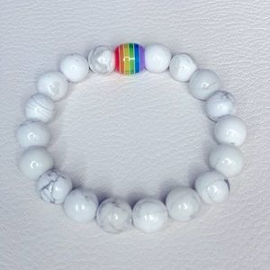 iHeart LGBTQ+ Pride Rainbow Handmade Braided Bracelet - White